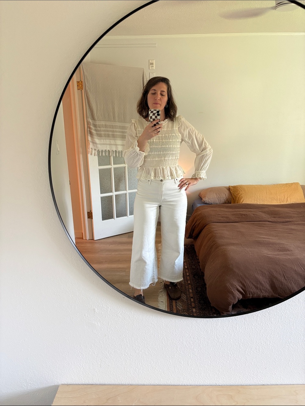 American Eagle Outfitters Cream Lace-Trim Long Sleeve Top - Picture 3 of 3